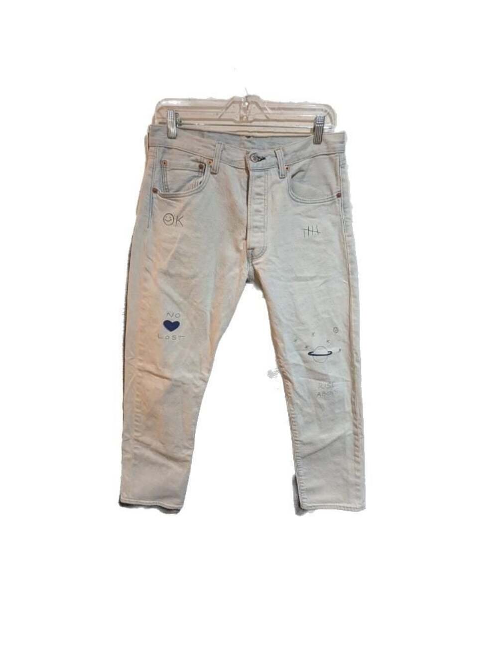 Levi's 501 '93 Straight Cropped Jeans Young Legend Rise Above Print Light Wash